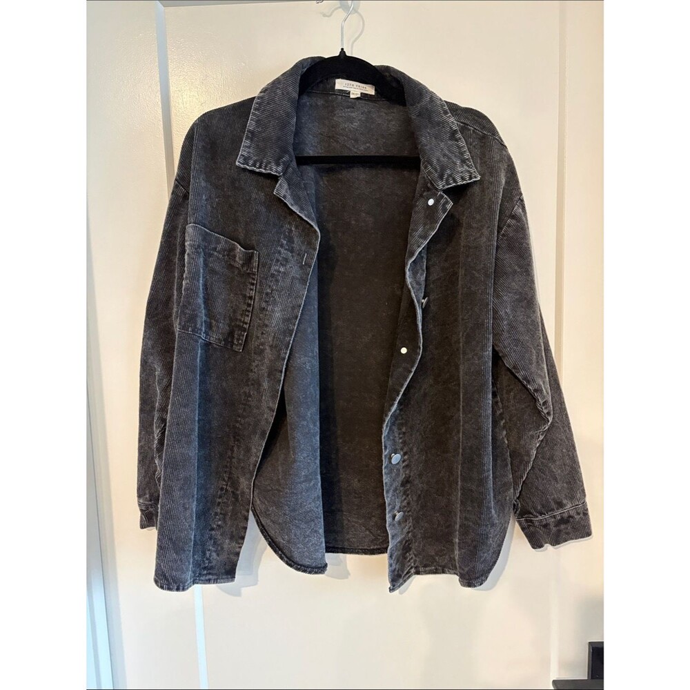 12th Tribe Washed Black Corduroy Shirt Jacket